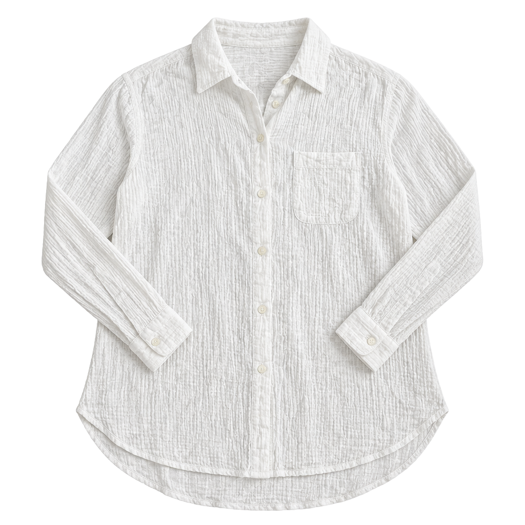 Shade & Shore White Gauze Cotton Button Down Shirt M 1