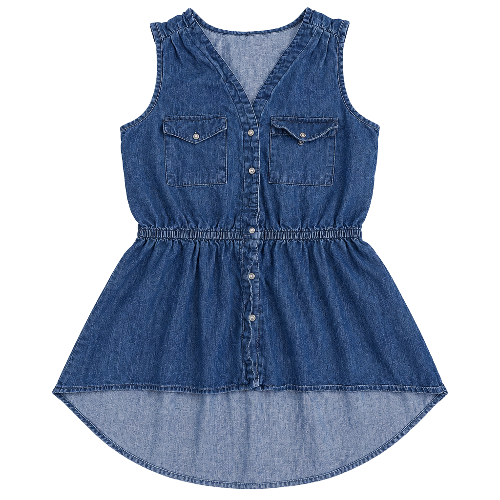 Gold Flava Denim Sleeveless Button Up Peplum Top Size 14 1