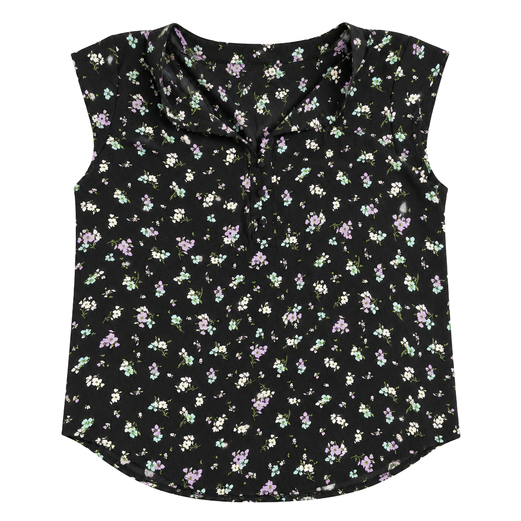 Candie's Black Floral Sleeveless Button Front Top Size XXL 1