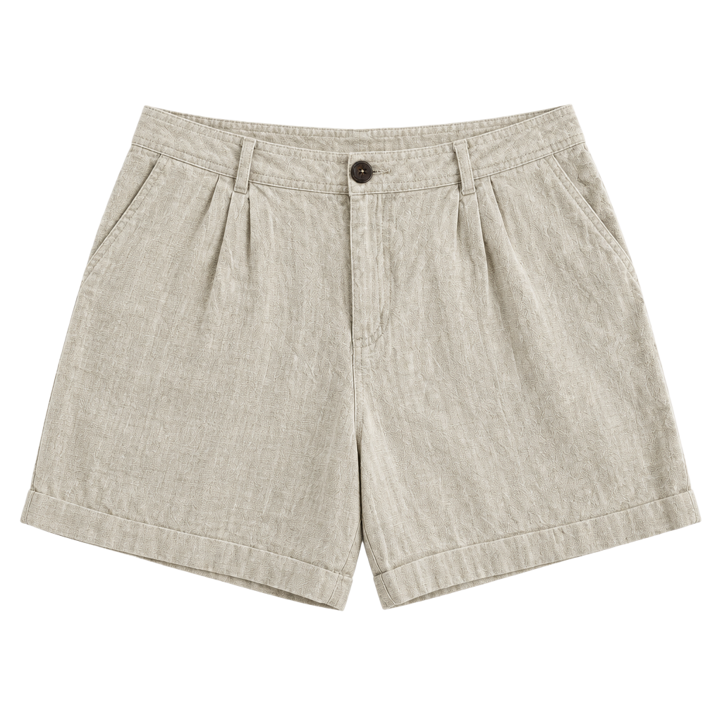 Fragil Beige Striped High Waisted Linen Blend Shorts Size 11 1