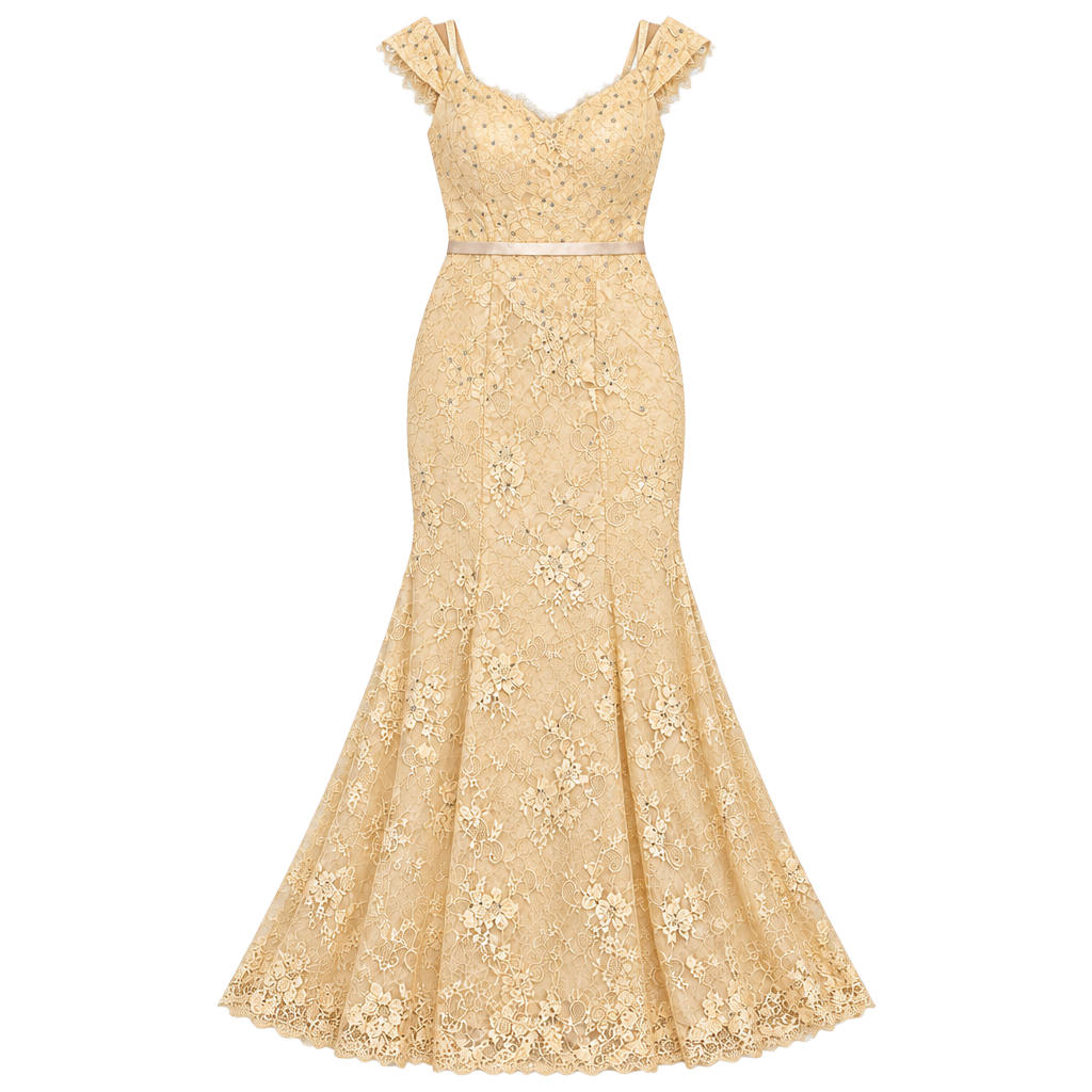 Morilee Champagne Lace Mermaid Evening Dress. . Missing Label 1