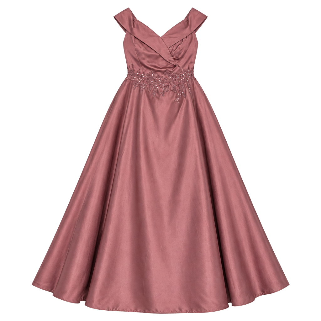 Dusty Rose Mauve Satin Beaded Plus Size Formal Evening Gown Size 16w 1