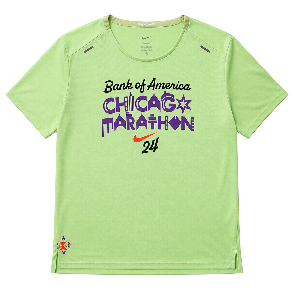 Nike Chicago Marathon 2024 Size XXL Green Dri-Fit Running T-Shirt 1