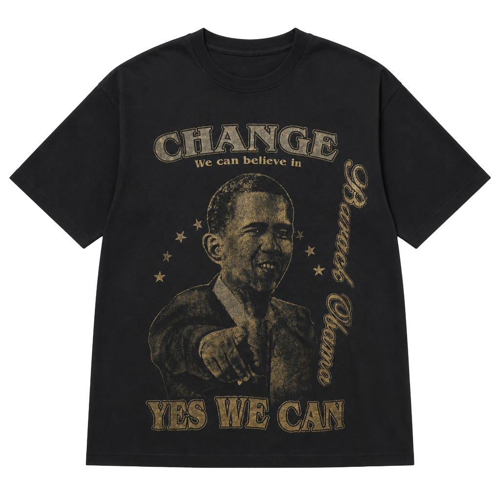 Vintage Star Heavy Weight Barack Obama Change We Can Believe In T-Shirt 1