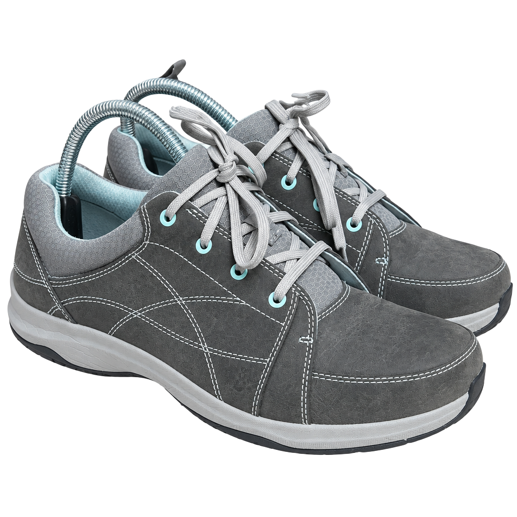 Ahnu Hiking Shoes Gray Leather 1