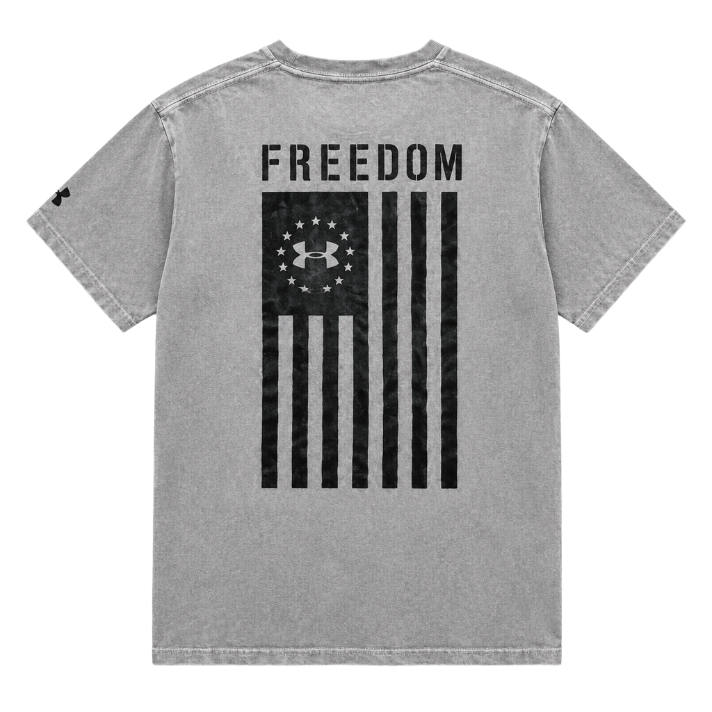 Under Armour HeatGear T Shirt Mens Extra Large Gray Freedom Flag Flaw 1