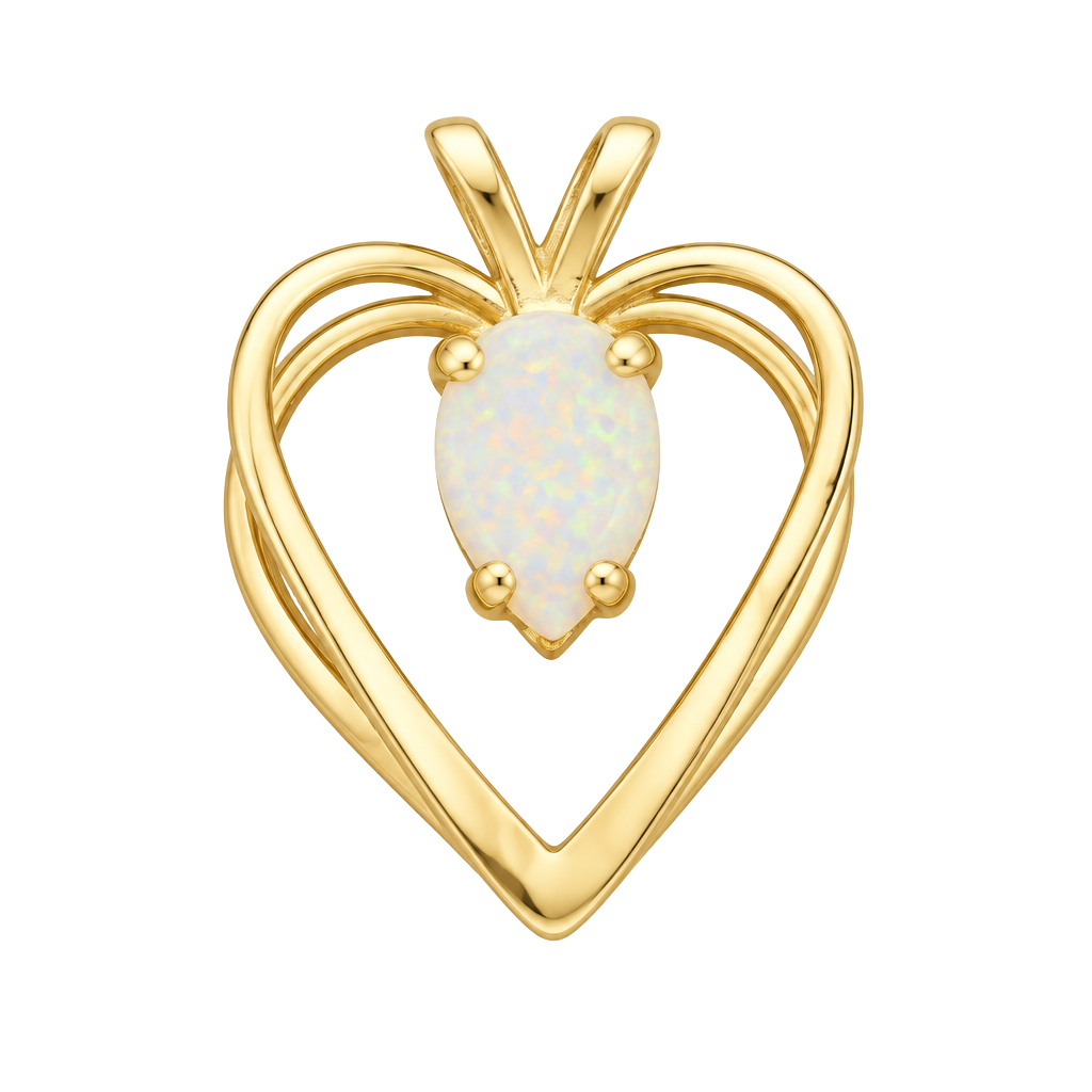 Vintage 14K Yellow Gold Pear Opal Heart Pendant | Open Double Frame | 0.6g 1