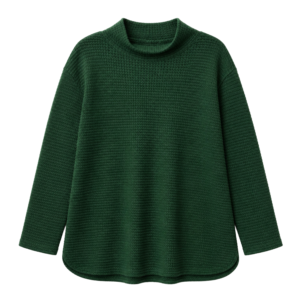 Culture Code Women's Teal Waffle Knit Funnel Neck Sweater Size Medium 1