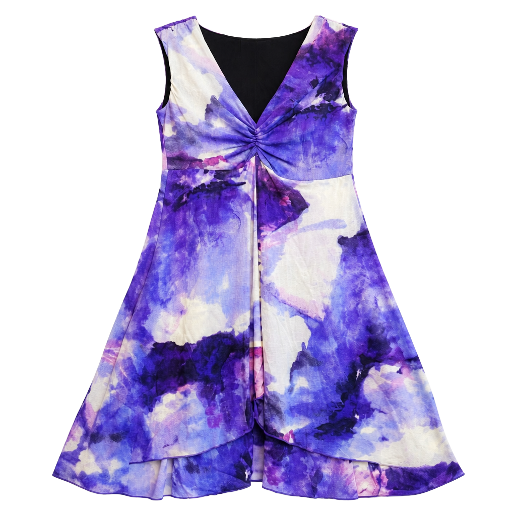 Karen Kane Tropical Splash Cascade Dress in Purple Multi 1