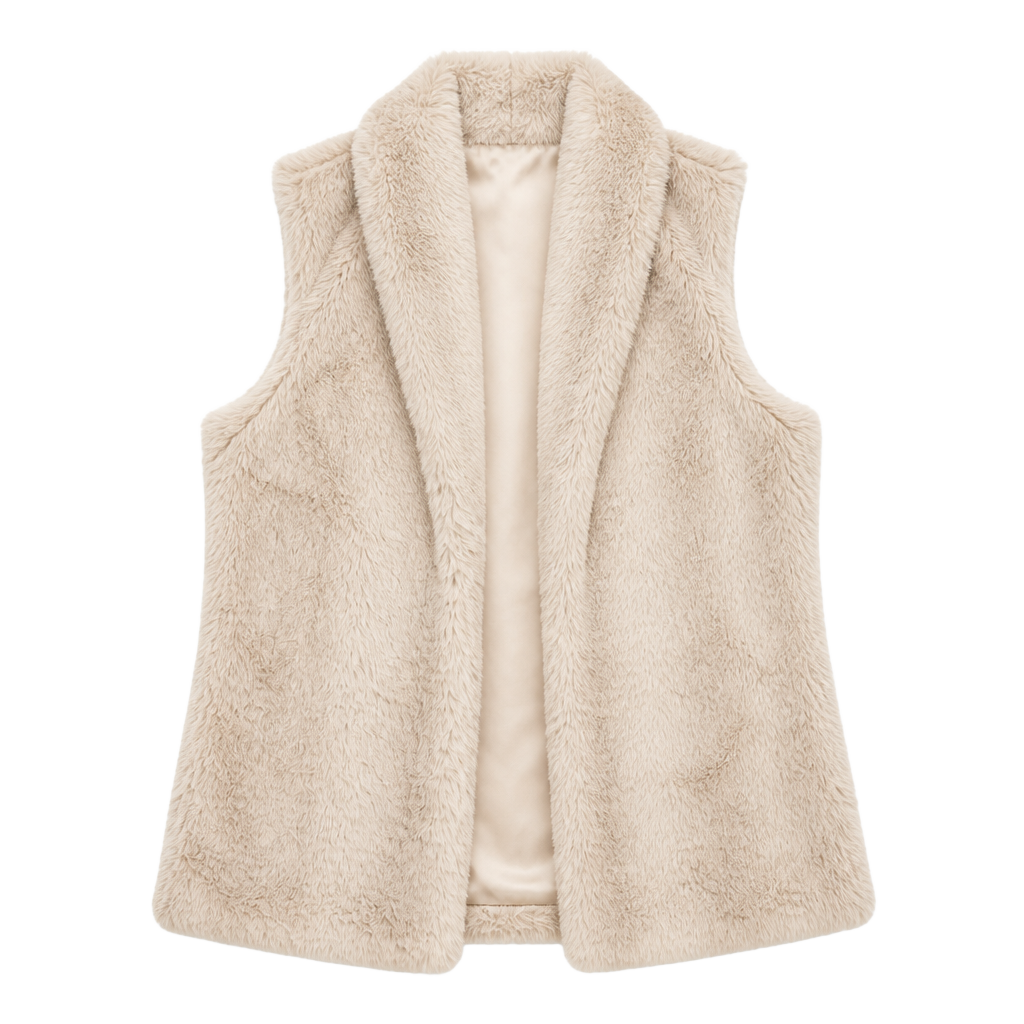Catherine Malandrino Womens Beige Faux Fur Vest Size M 1