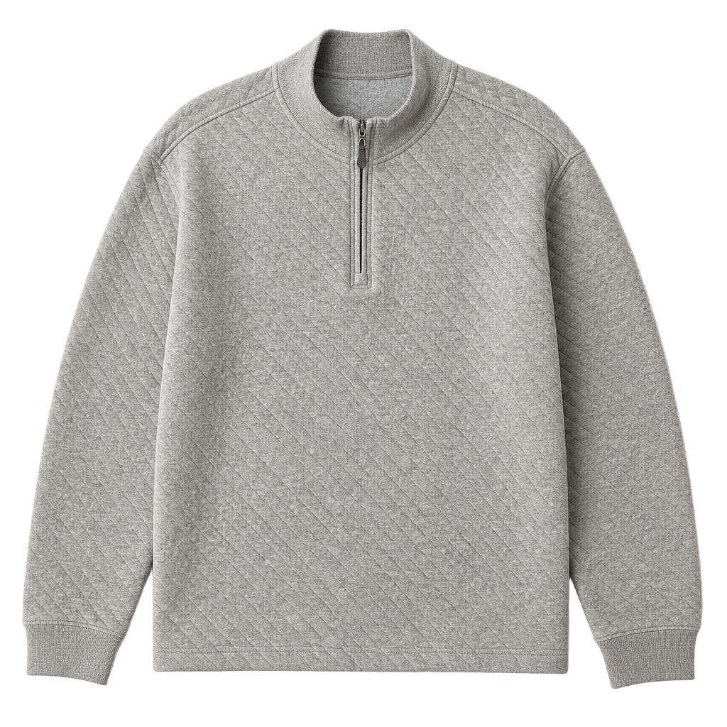 Southern Proper Men's Quilted Quarter Zip Pullover Sweatshirt Heather Grey Large 1