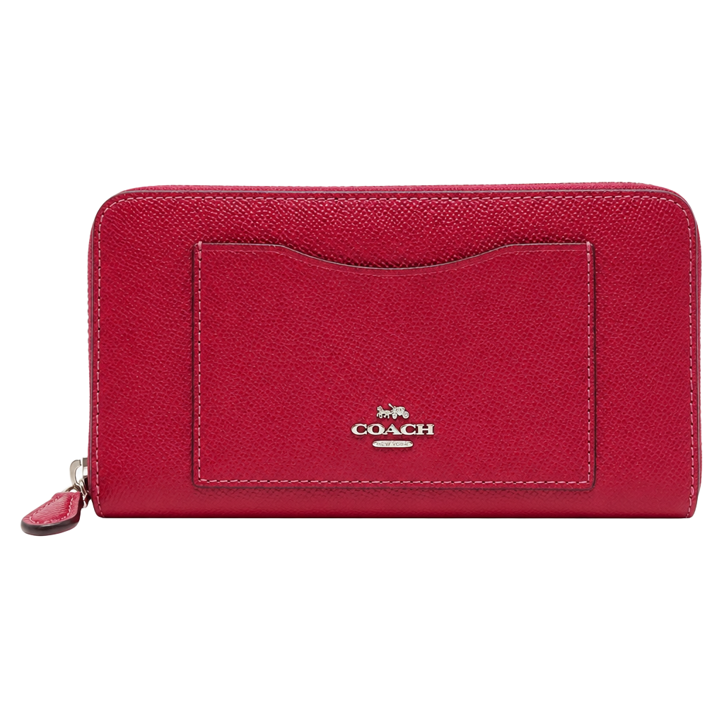 Coach Crossgrain Leather Accordion Zip Around Wallet Red 1