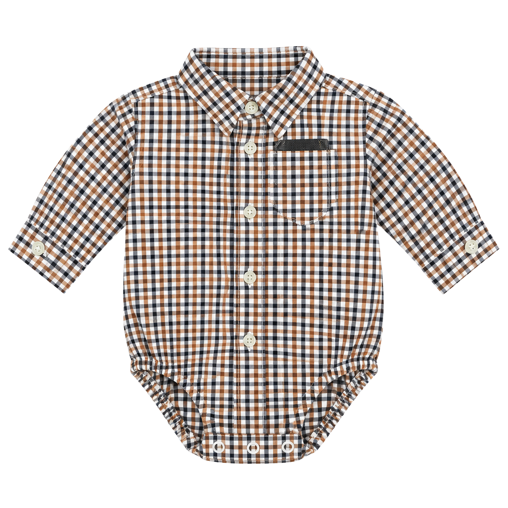 Janie and Jack Plaid Button Down Romper 0 to 3 Months 1