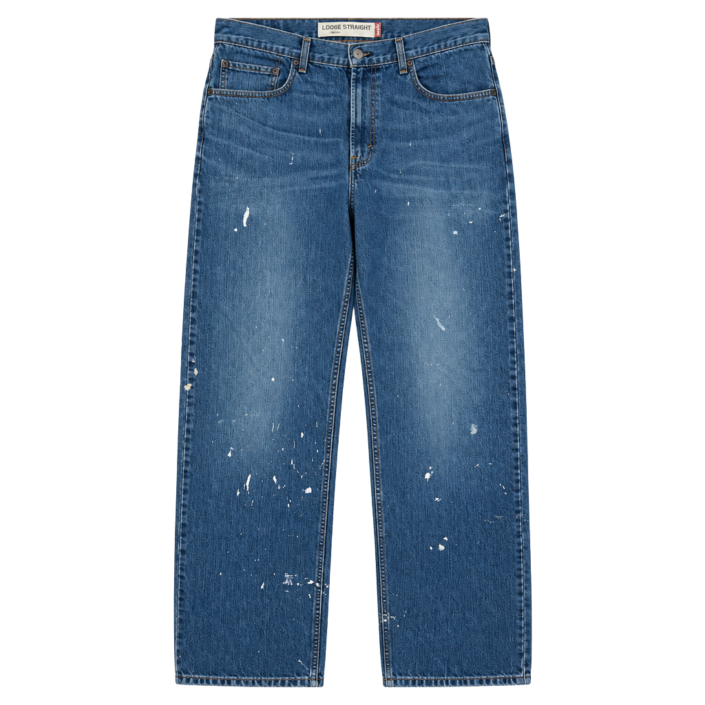 Levi's 560 Loose Straight Jeans Blue Paint Splatter Denim 34 x 36 1