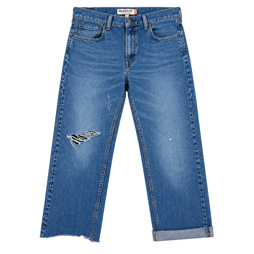 Levi's 559 Relaxed Straight W34 L25 Distressed cropped raw hem Denim Jeans 1