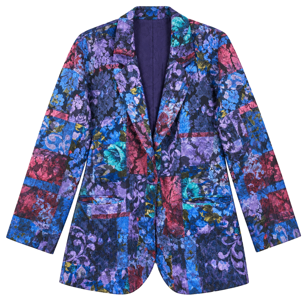 Michael K. Company Vintage Floral Brocade Patchwork Blazer Jacket 1
