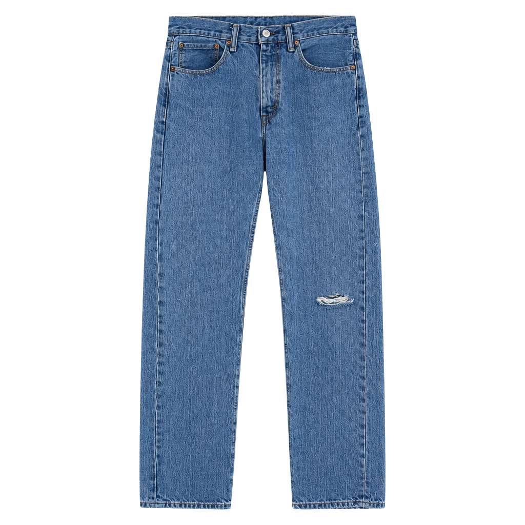 Levi's 505 Regular Fit Jeans W34 L34 Blue Distressed Denim 1