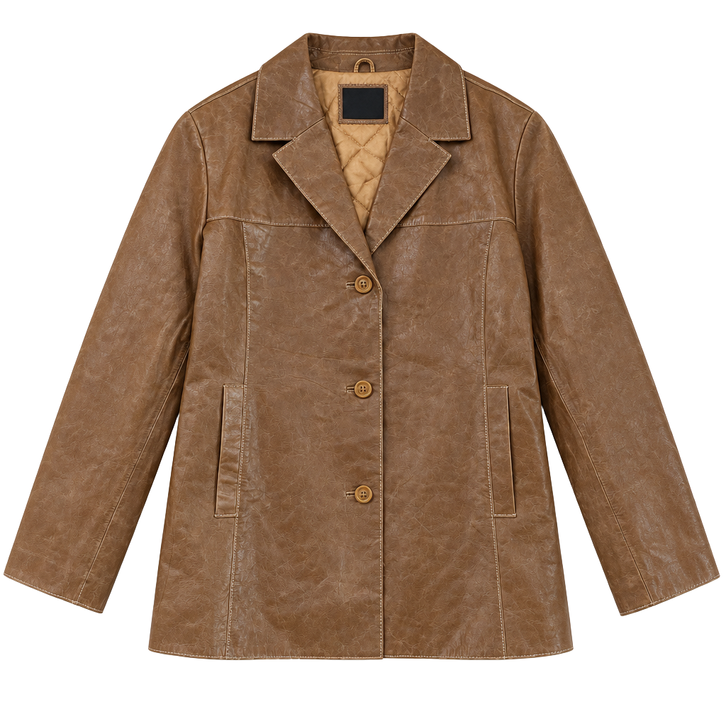 NWOT Mossimo Leather Jacket Size 20W Brown Genuine Leather Blazer Coat 1