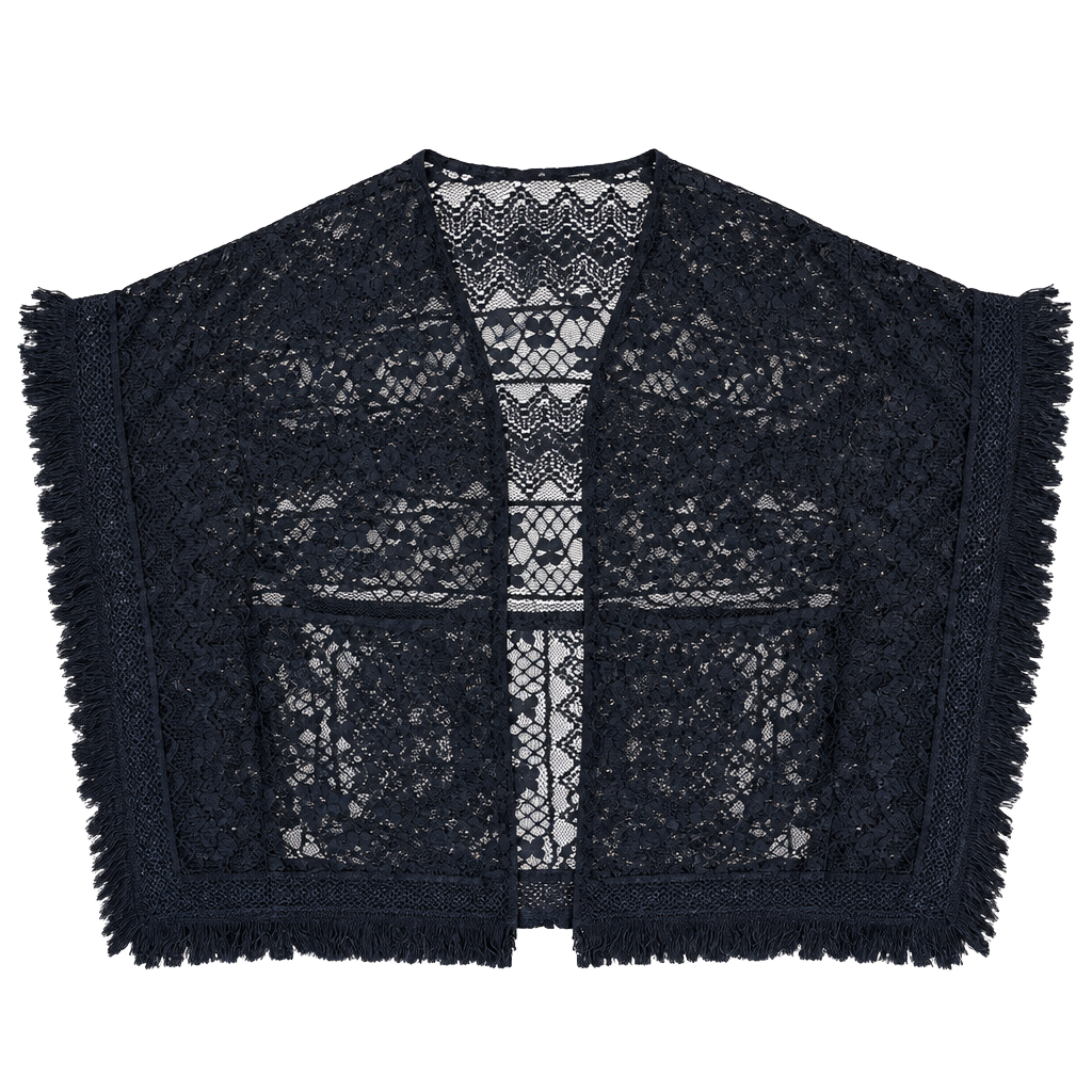Curations Caravan Black Lace Kimono Size M Shrug Cardigan Cover Up 1