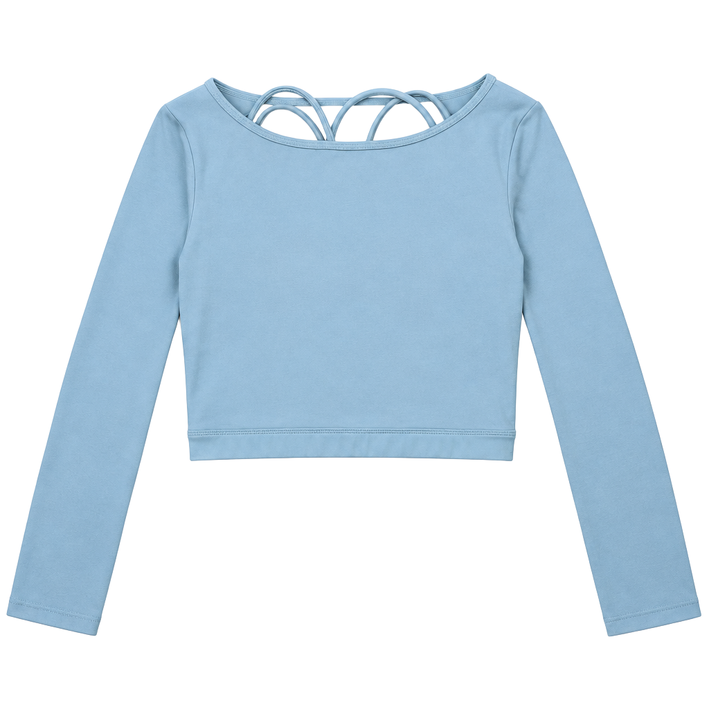 Move Theology Long Sleeve Crop Top Size L Light Blue Athletic 1