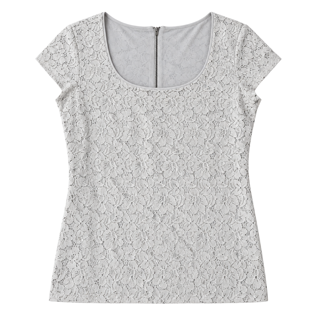 White House Black Market Lace Blouse Size M Ivory Short Sleeve Scoop 1