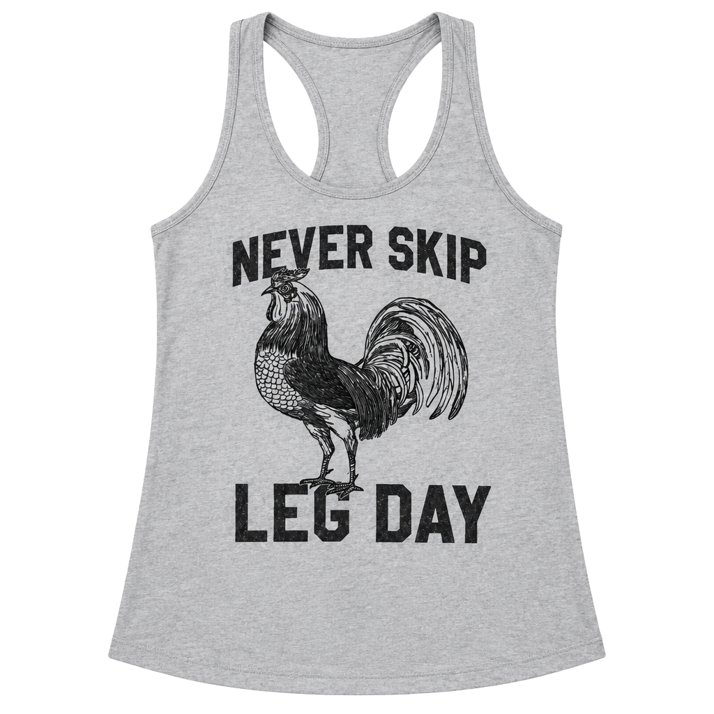 Next Level Never Skip Leg Day Size M Tank Top Gray Rooster Workout 1