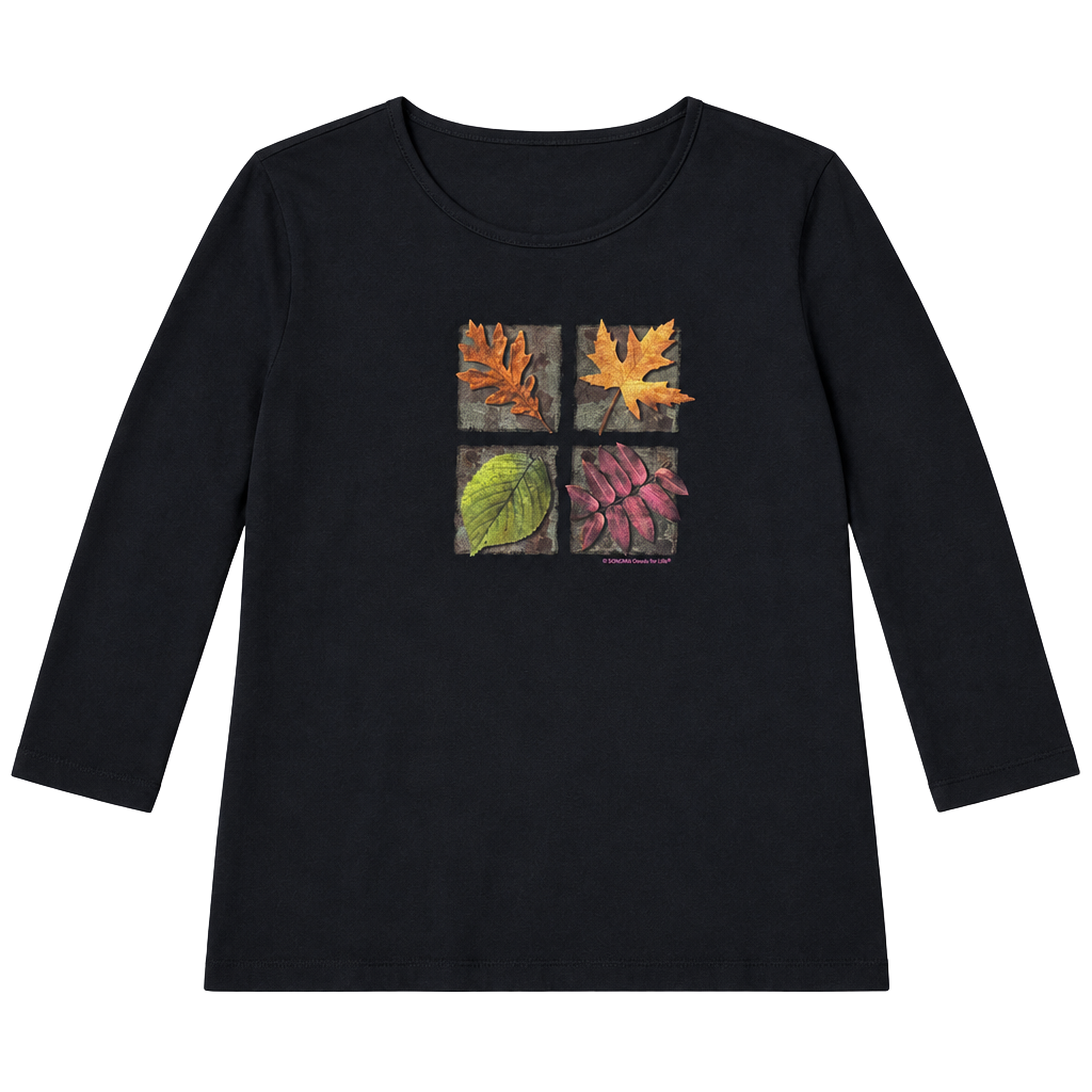 Sonoma Jean Company Fall Leaves Graphic Top Size M Black Cotton 1