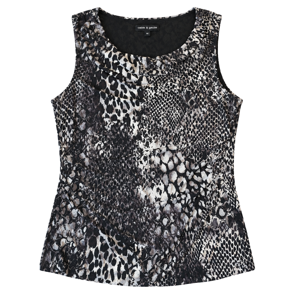 Cable & Gauge Snake Print Cowl Neck Sleeveless Top Size L 1