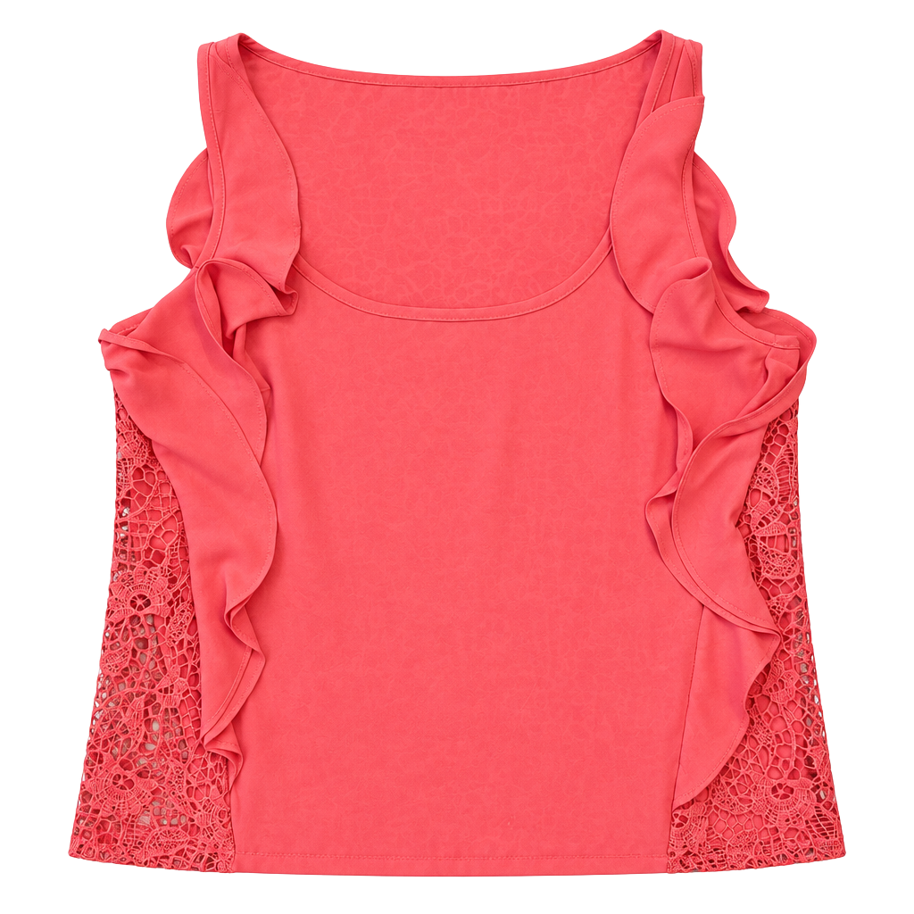 LC Lauren Conrad Ruffle Lace Tank Top Size XS Coral 1