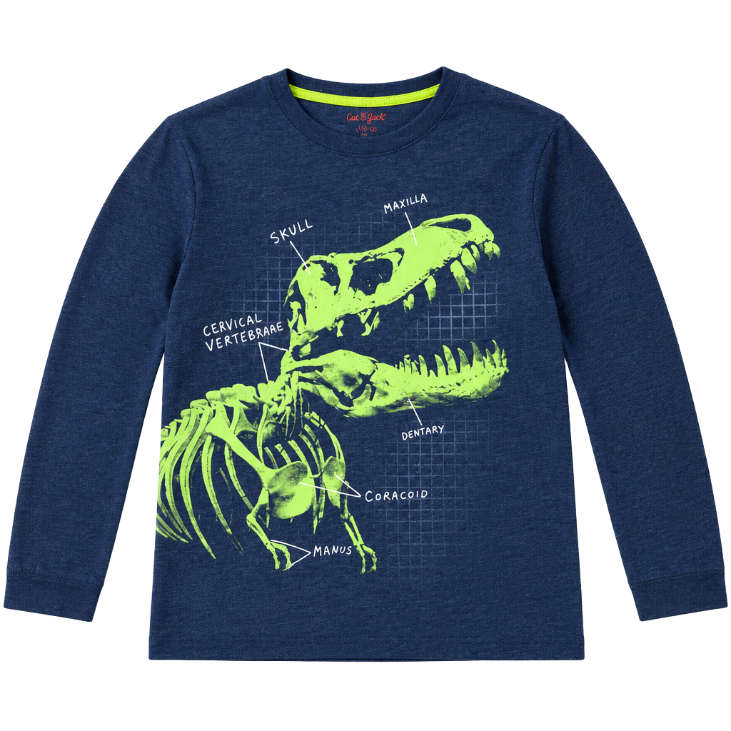 Cat & Jack Dinosaur Skeleton Long Sleeve Shirt Size L (12/14) 1