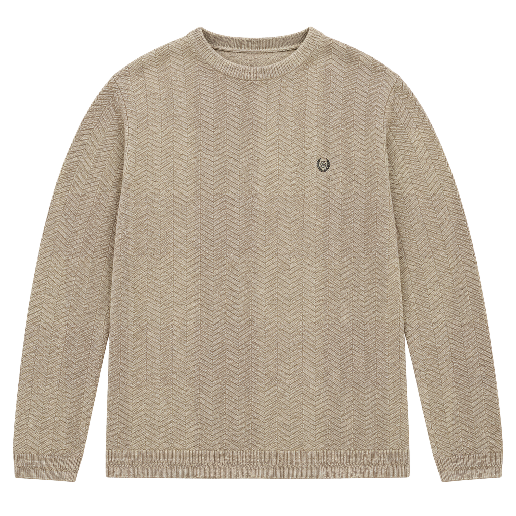 Vintage Chaps Ralph Lauren Sweater Size XL Tan Chevron Knit Pullover 1