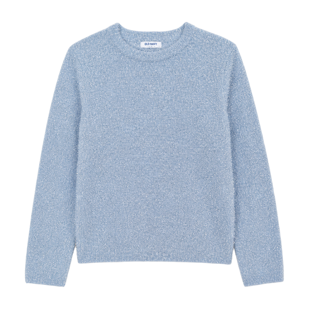 Old Navy Eyelash Sweater Size L Blue Metallic Shimmer 1