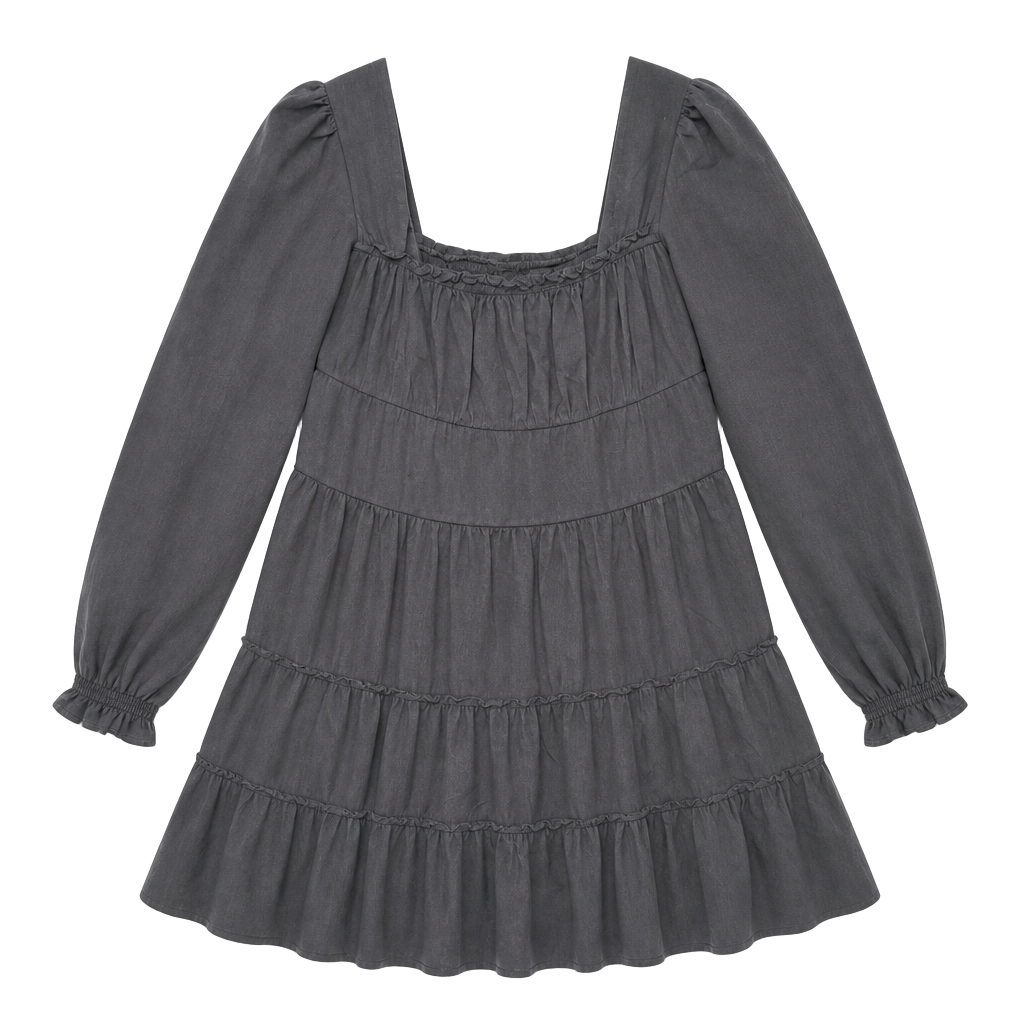 Alters State Black Long Sleeve Tiered Ruffle Mini Dress 1