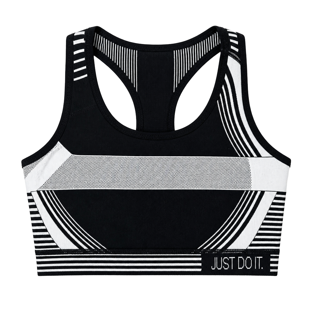 Nike Fe/Nom Flyknit High-Support Women's Sports Bra Black/White Stripe 1