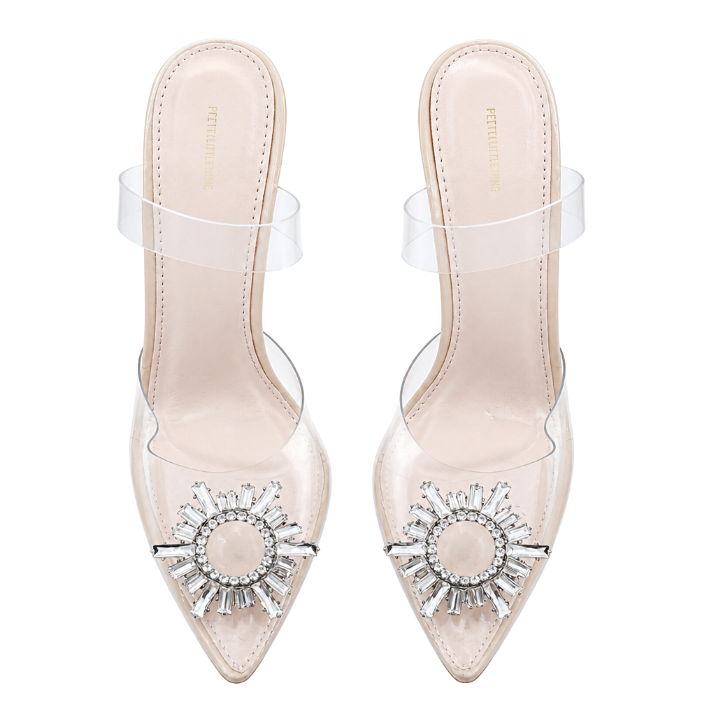 PrettyLittleThing Clear Crystal Pointed Toe Slingback Heels — Size 5 1
