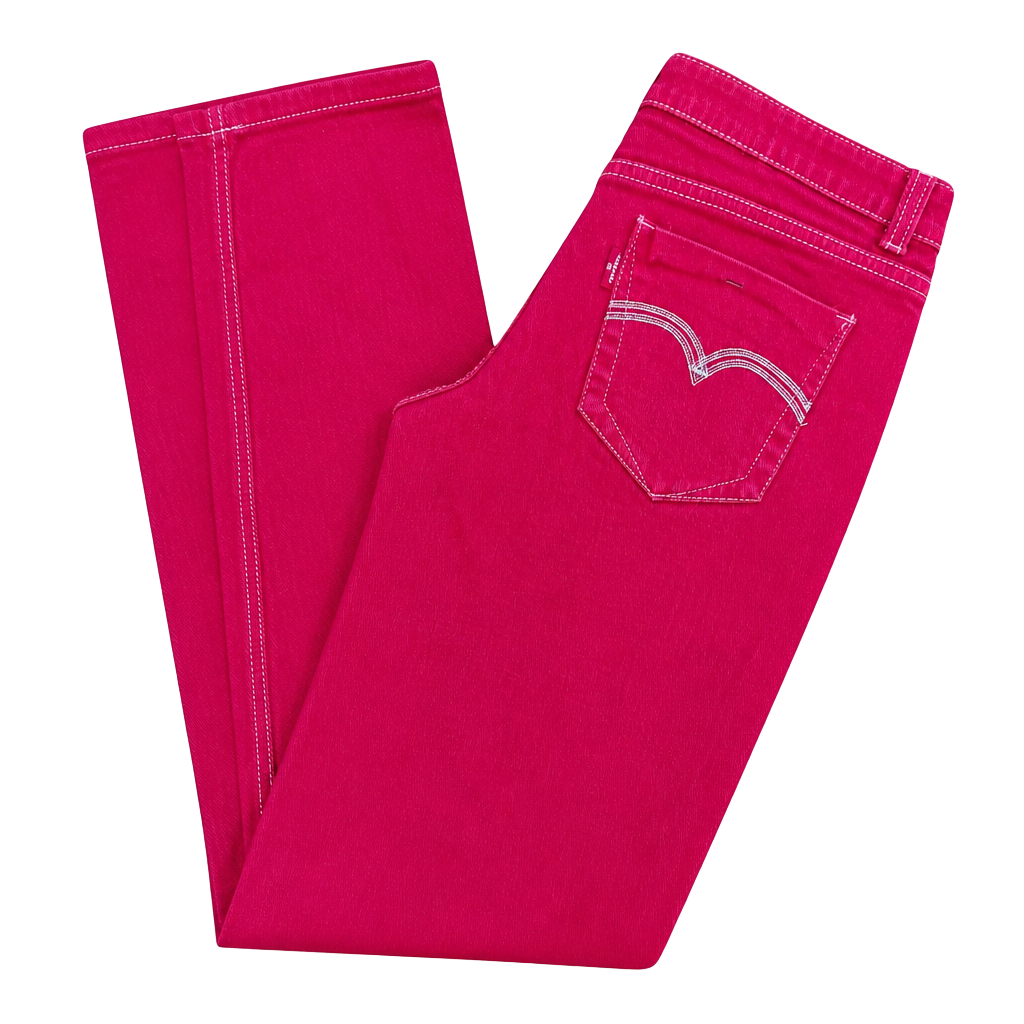 Levi's Red Tab Jeans, Hot Pink Red With Rainbow Pocket, Size 31 1