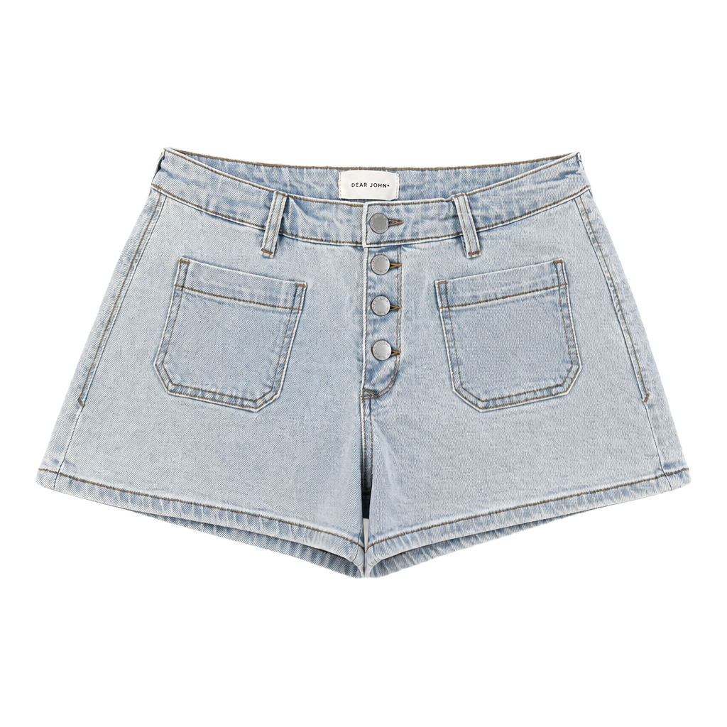 Dear John Denim Holly Button-Fly Welt Pocket Shorts in Sunset Blues 1