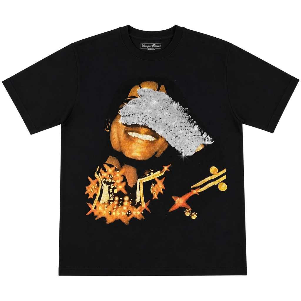Headgear Classics Black Graphic Tee Size L Michael Jackson Sequin 1