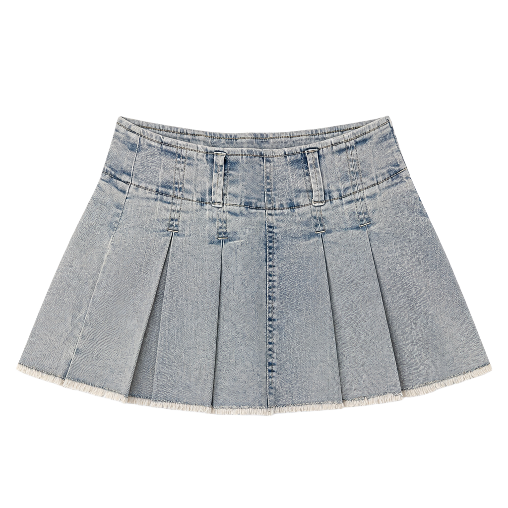 BLUESPICE Denim Pleated Skort Size 0 Light Wash Raw Hem 1