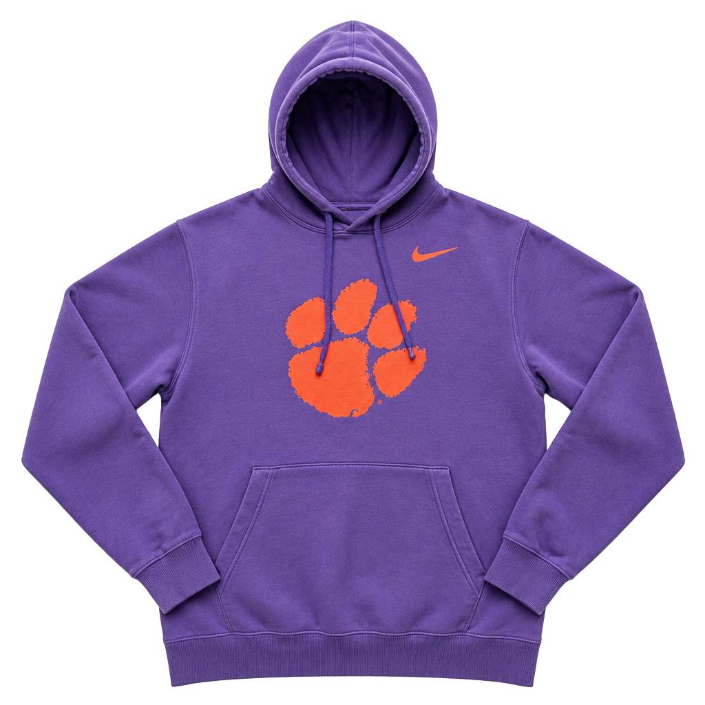 Nike Clemson Tigers Purple Orange Paw Logo Pullover Hoodie Mens Medium 1