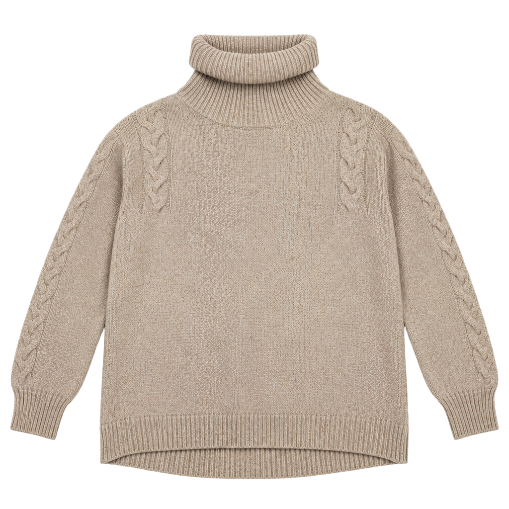 St. John bay Tan Cable Knit Turtleneck Sweater 1