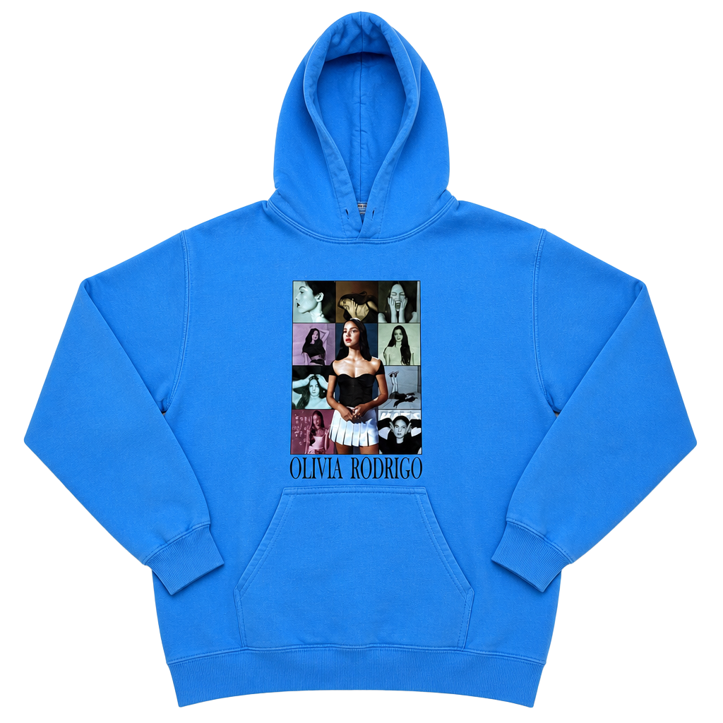 Olivia Rodrigo Guts World Tour 2024 Photo Collage Blue Hoodie Size S 1
