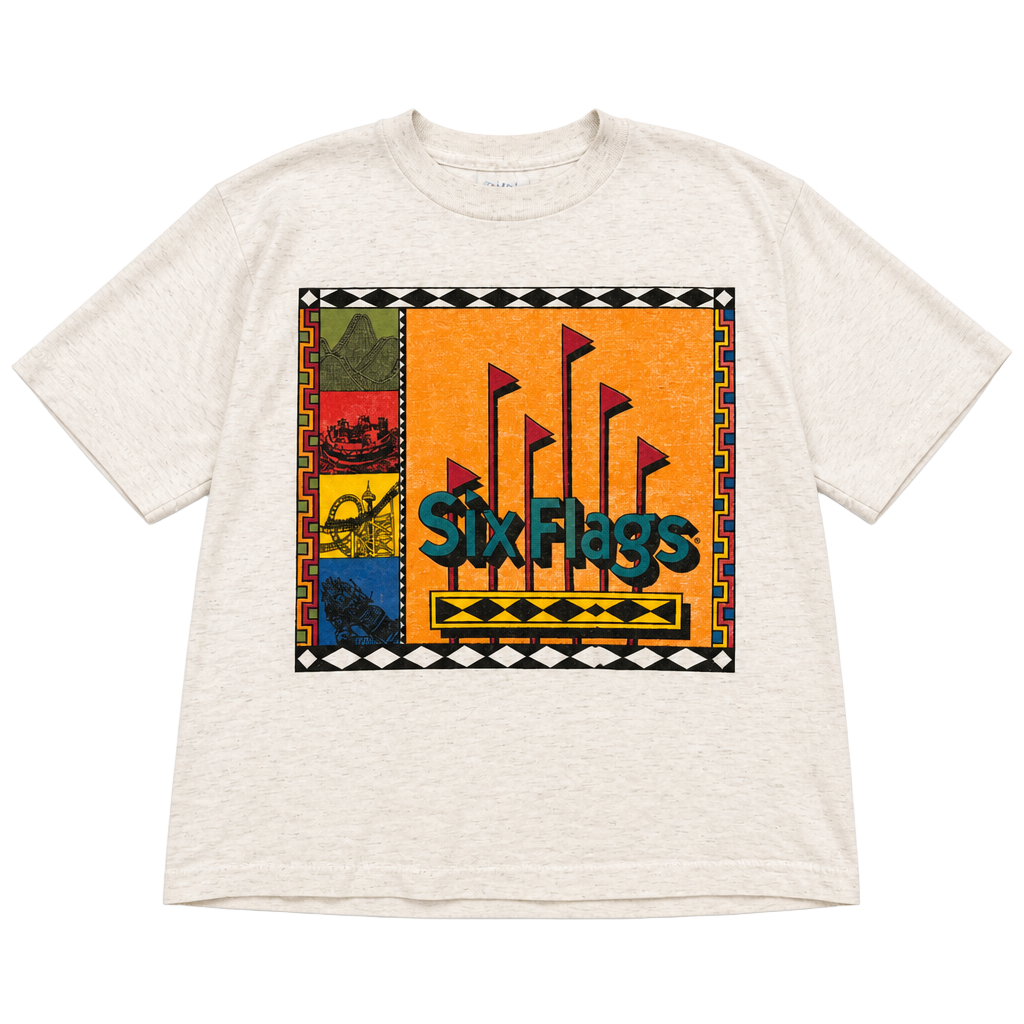 Vintage 90s Six Flags Theme Parks Graphic T-Shirt One Size Fits All 1