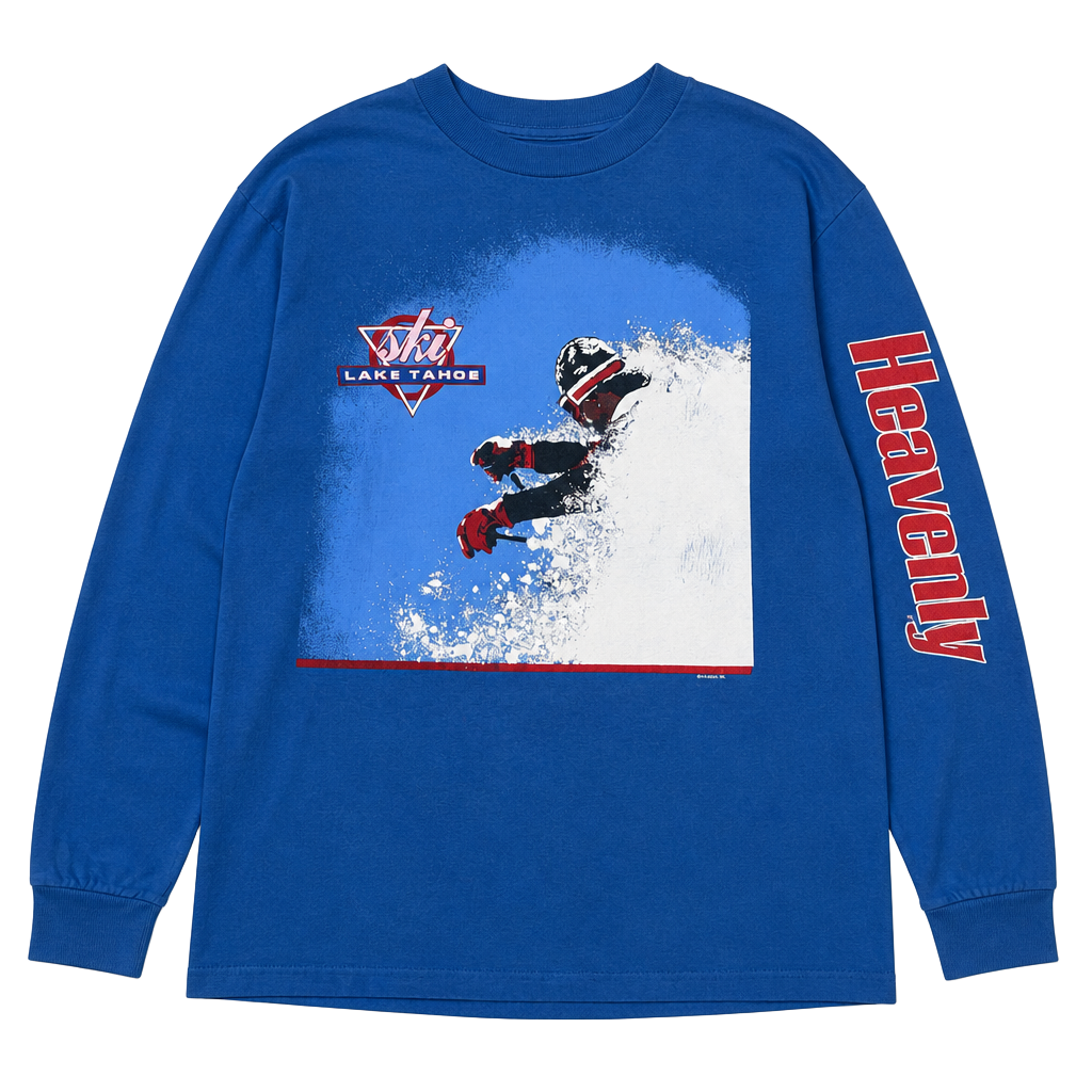 Vintage Oneita Heavenly Lake Tahoe Ski Long Sleeve T-Shirt Size L 1