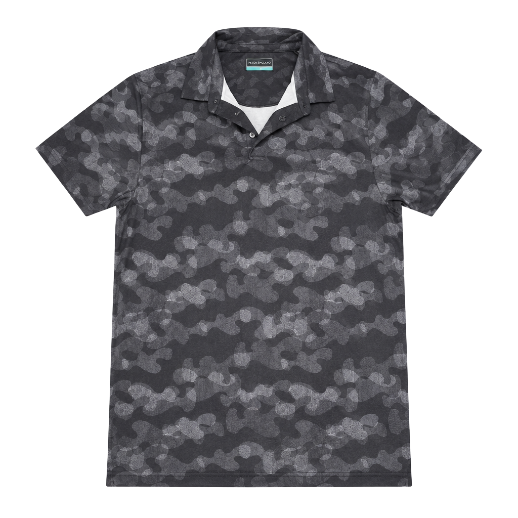 PGA Tour Polo Shirt XL Black Camo Golf Short Sleeve 1