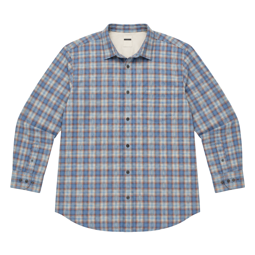 The North Face THE NORTH FACE Shirt Men's XL Button-down Long-Sleeve Plaid brown/blue/white 1