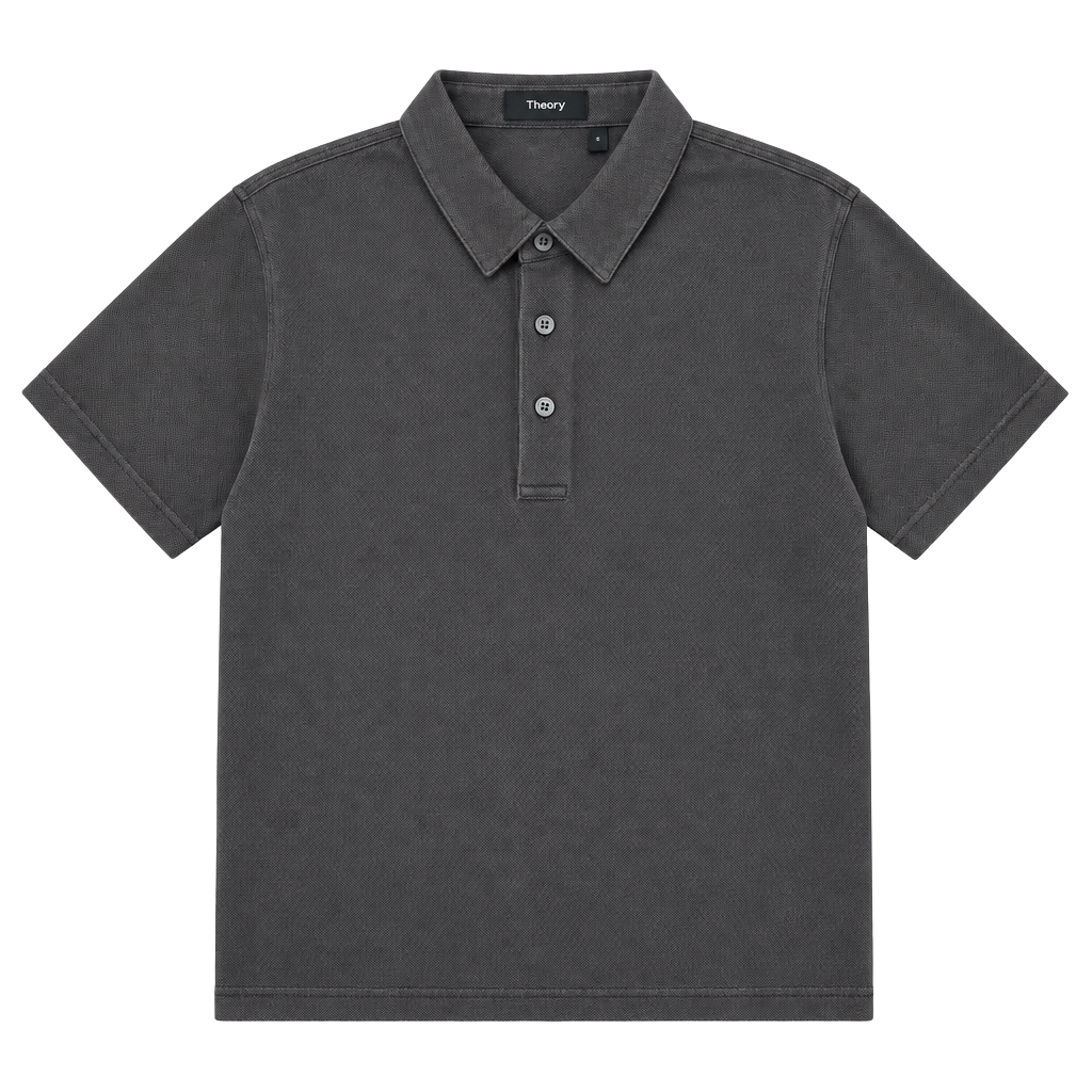 Theory Polo Shirt Size S Dark Gray Cotton Pique Short Sleeve 1