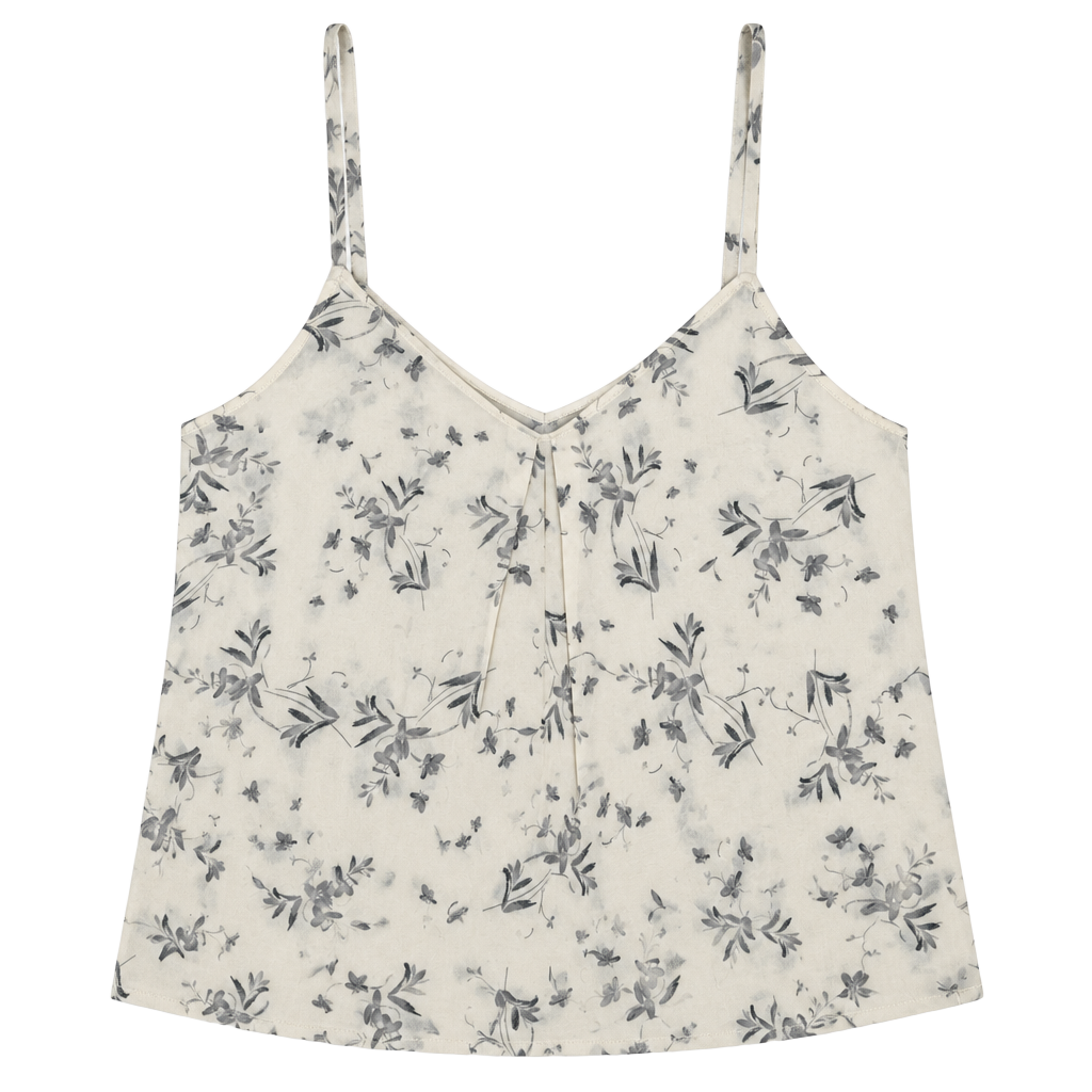 Vince Floral Silk Camisole Size M Beige Grey Tank Top Blouse 1