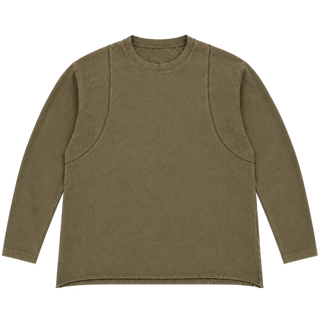 Helmut Lang Long Sleeve Shirt Size L Olive Green Cotton Thermal Top 1