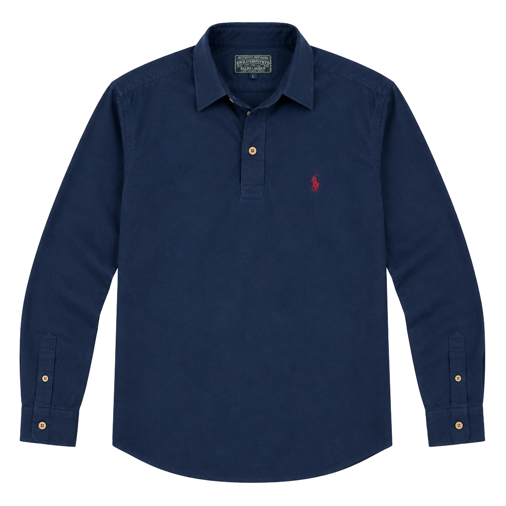 Vintage Polo Country Ralph Lauren Button-Down Shirt Size L Navy Long Sleeve 1